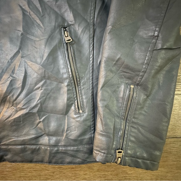 Levis Dark Blue Men’s Faux Leather Hooded Bomber Jacket XXL - Picture 6 of 15